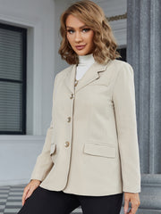 Solid Long Sleeve Blazer Open Front Lapel Blazer & Stylish Tops