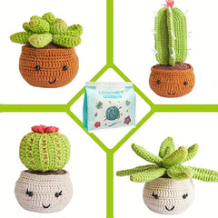 Crochet DIY Wool Cactus Decoration Kit with Instruction Manual