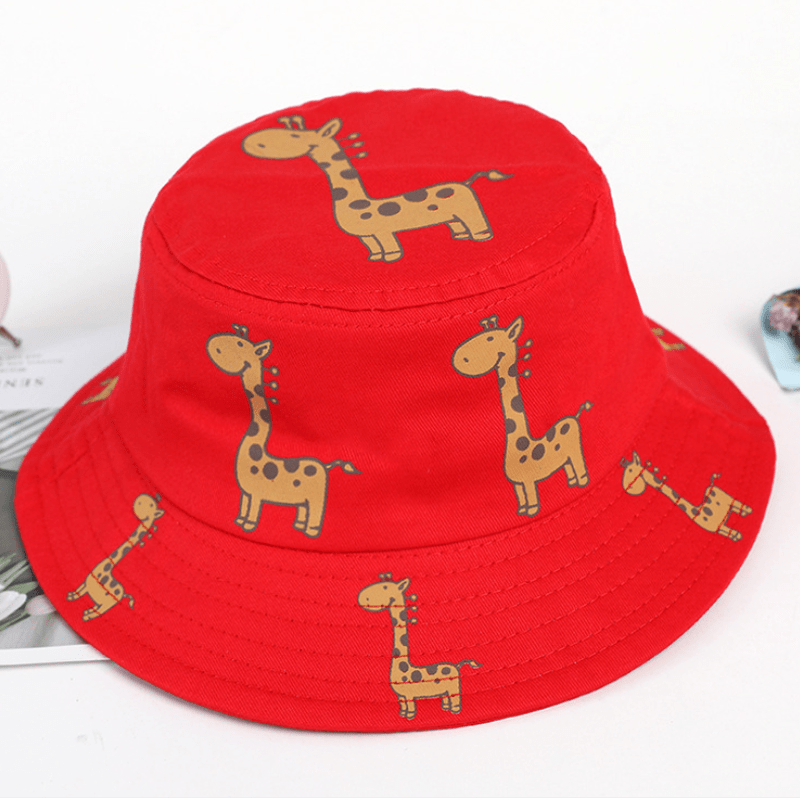 Kids Giraffe Print Bucket Hat Wide Brim Sunshade Cap