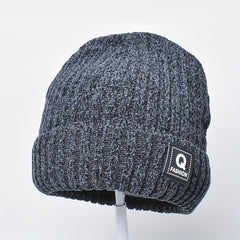 Chenille Letter Beanie Winter Knitted Hat Ear Protection Warm Beanies