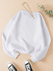 Solid Pullover Sweatshirt Long Sleeve Crew Neck Casual Tops