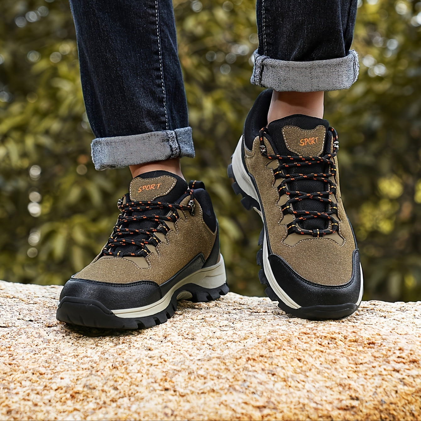 Men's Low Top Hiking Boots Non Slip Lace Up Shoes For Outdoor Activities