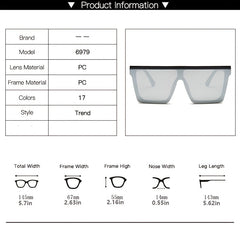 Oversized Squared Sun Glasses Female Big Frame Shades Unisex