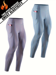 Men's Solid Pocket Leggings Active Quick Drying Sports Compression Pants