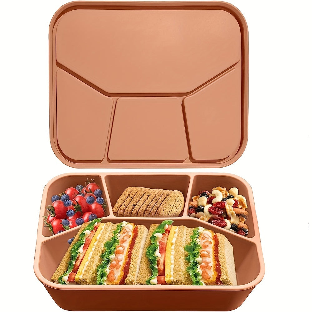 Silicone Lunch Box w/ 4 Compartments Microwaveable Leakproof Bento Box