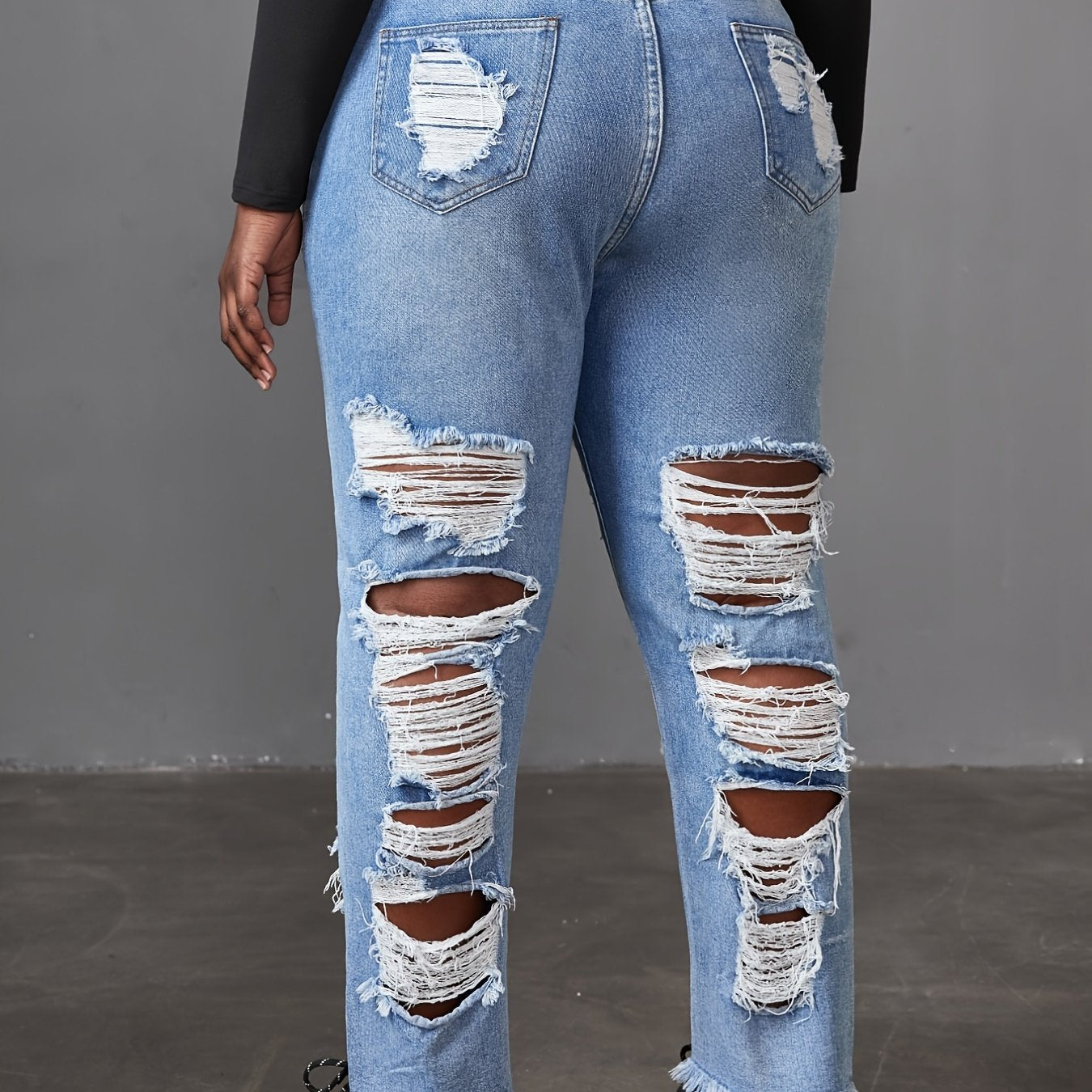 Distressed Straight Leg Jeans Y2K Style