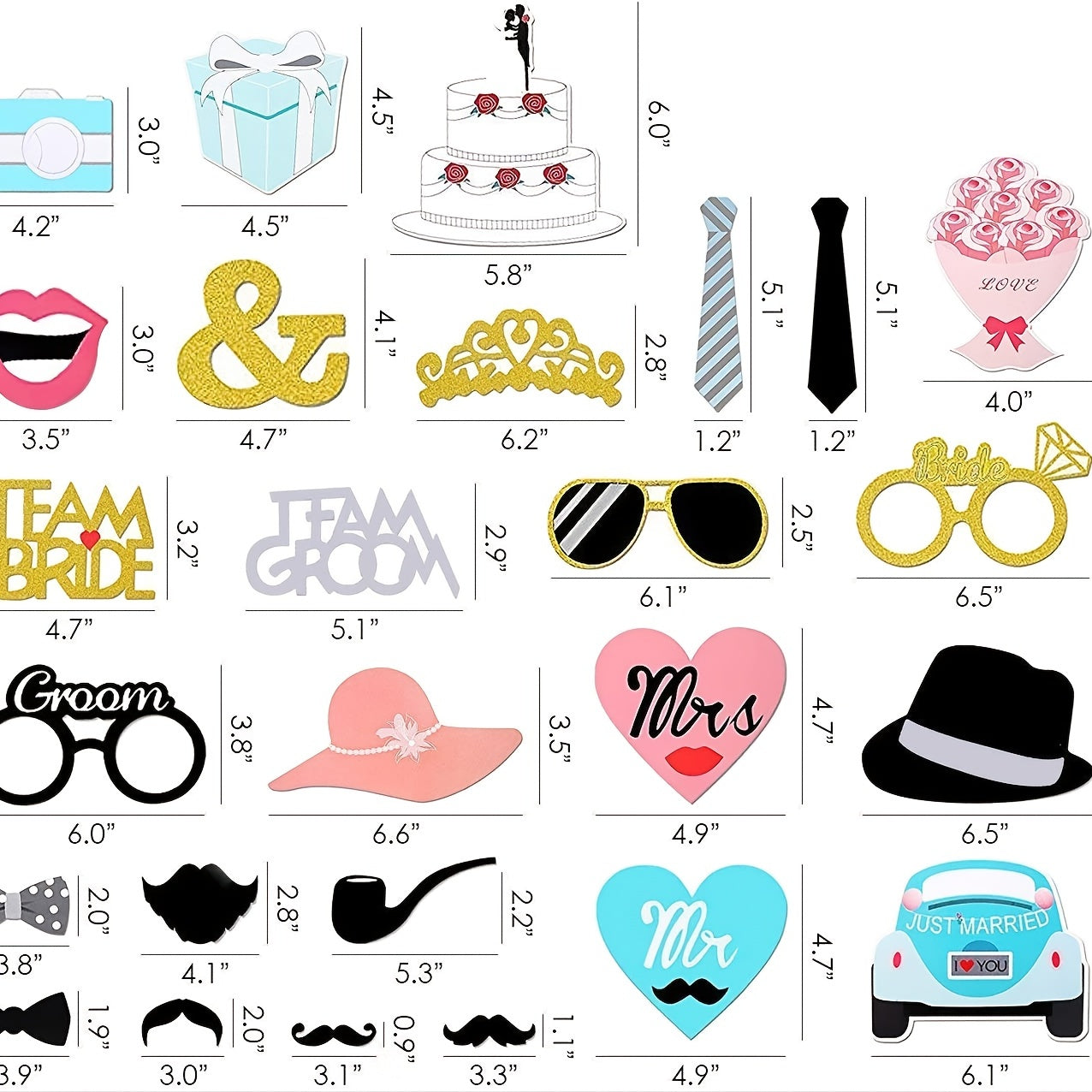 Wedding Photobooth Props Kit Engagement Photo Booth Accessories