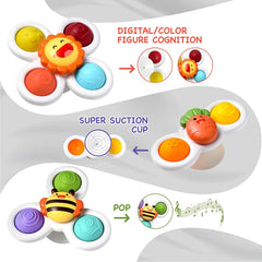 3 Pack Suction Cup Spinner Toys for Babies & Toddlers