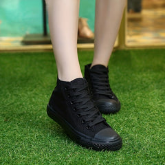 Women's High Top Canvas Sneakers Lace Up Walking Shoes