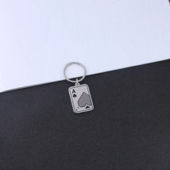 Creative Stainless Steel Playing Card Keychain Keyring Small Gift