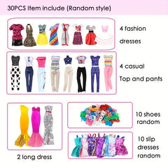 30-Piece Doll Outfit Set for 11.5" Dolls