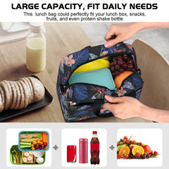 Flower Pattern Insulated Lunch Bag with Shoulder Strap