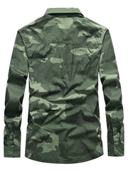 Men's Camo Pattern Button Up Long Sleeve Shirt