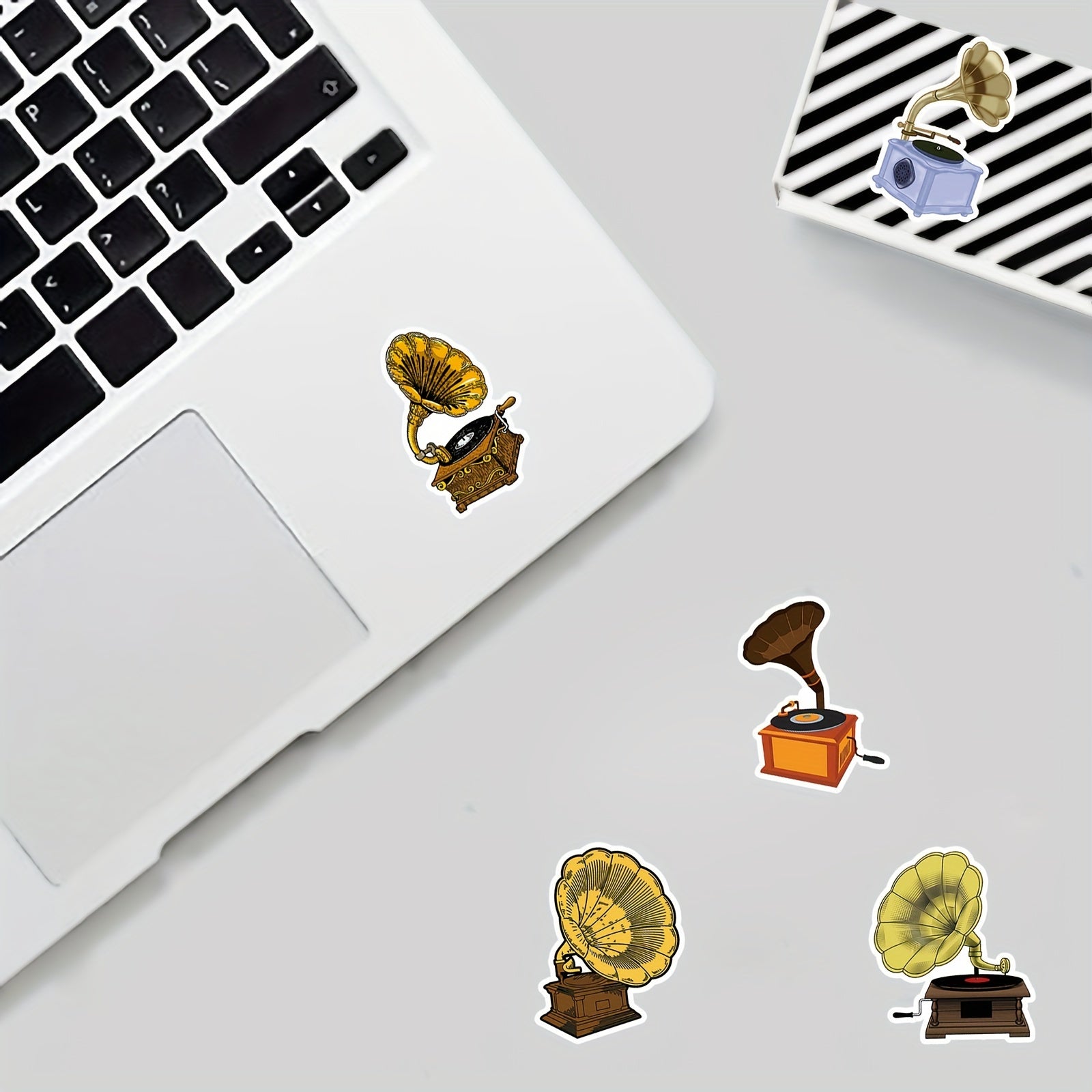 50pcs Cartoon Phonograph Doodle Stickers For Luggage Car Mobile Case Cup