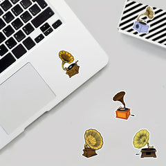 50pcs Cartoon Phonograph Doodle Stickers For Luggage Car Mobile Case Cup