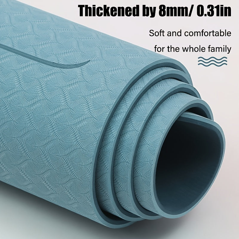 Non Slip TPE Yoga Mat with Body Guide Line