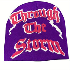Colorful Gothic Lightning Bonnet Hat Knitted Skull Cap