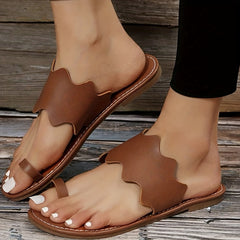 Women's Loop Toe Slide Sandals Lightweight Open Toe Slip On Shoes
