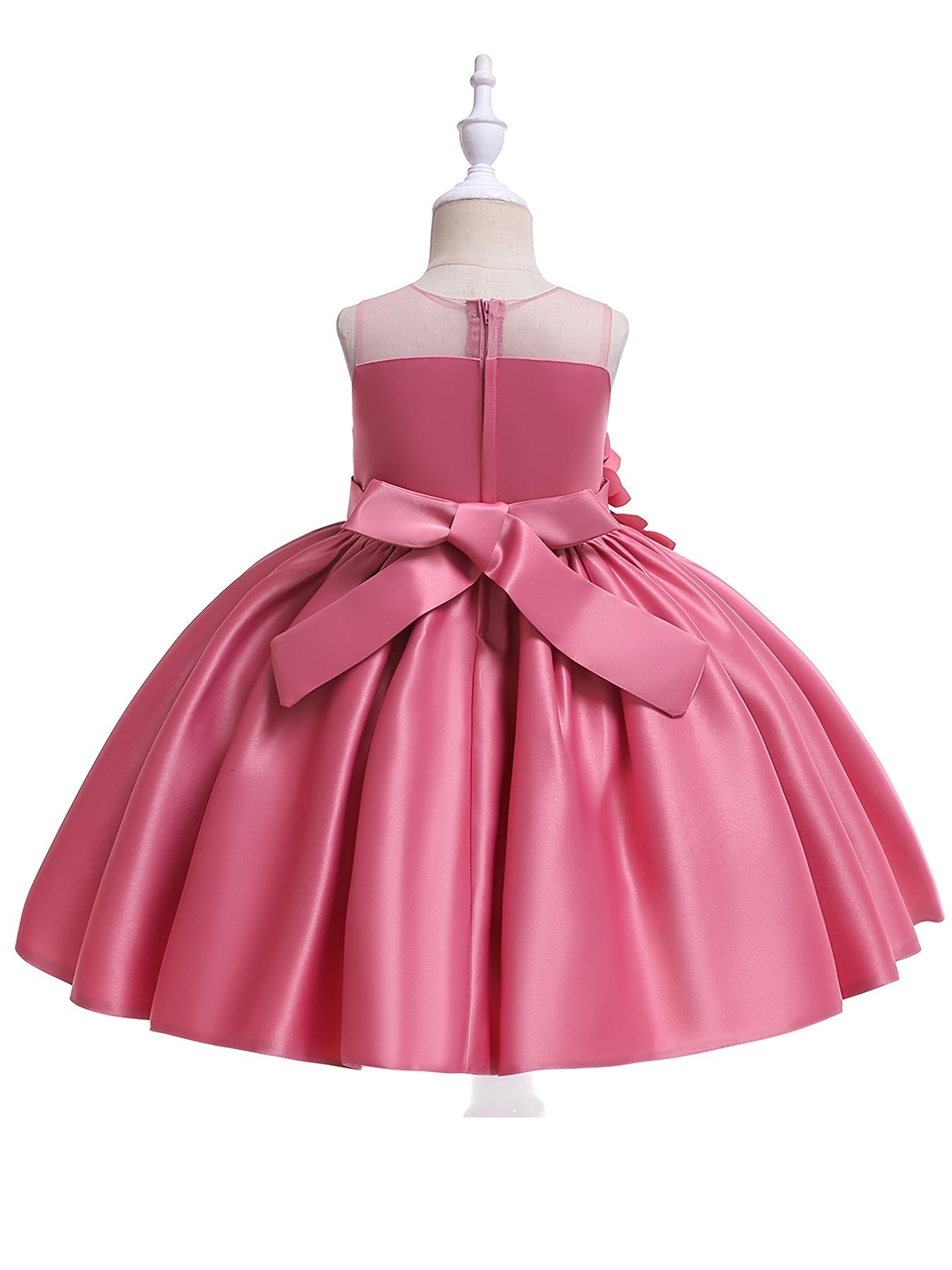Girls Mesh Princess Dress with Flower Decoration