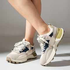 Women's Colorblock Non-Slip Sneakers Lace Up Platform Sport Shoes