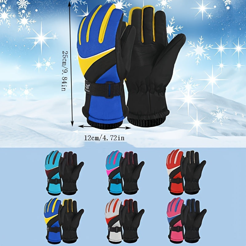 Youth Winter Waterproof Ski Gloves - Windproof Warm Gloves for Kids