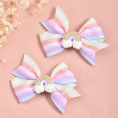 2pcs Cartoon Rainbow Bow Hair Clips for Girls