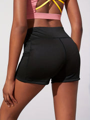 4pcs Women's High Stretch Yoga Sports Shorts With Side Pocket