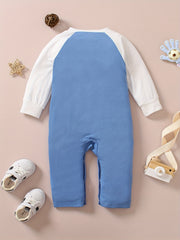 Baby Boys Elephant Block Romper Long Sleeve Creeper Onesie