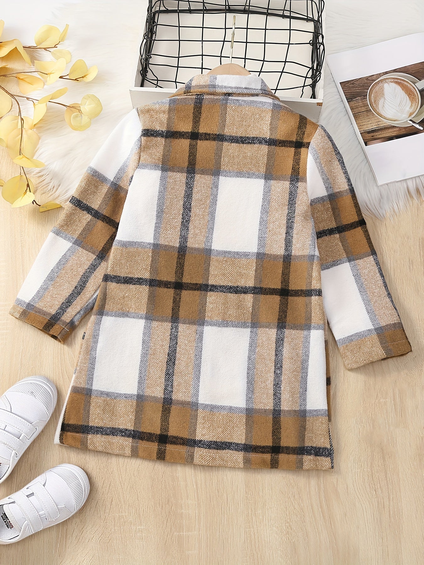 Boys Trench Coat Button Down Blazer Top Plaid Print Gentleman Kids Clothes