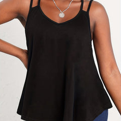 Casual V Neck Summer Dual Straps Cami Top