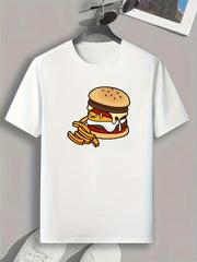Hamburger Print Men's Tee Summer Casual Graphic T-shirt