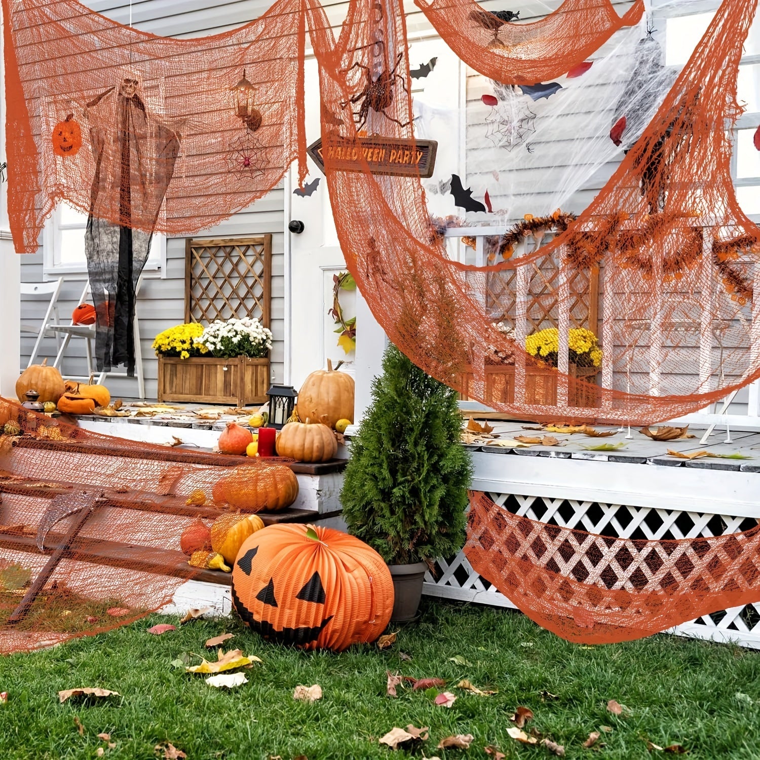5pcs Halloween Scary Cloth Decor Scary Halloween Gauze 190 X 76
