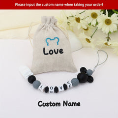 2pcs Personalized Pacifier Clip With Name Customized Chain Silicone