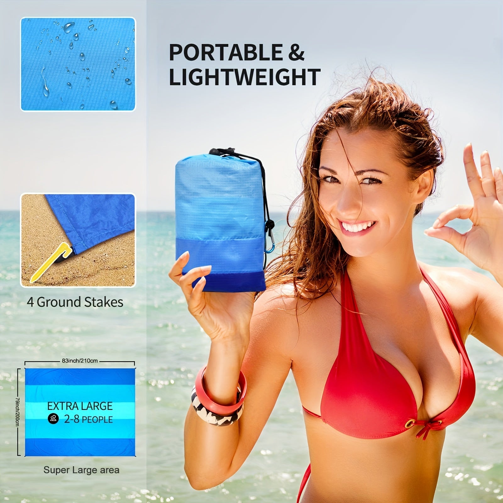 Waterproof Beach Mat Sandproof Outdoor Blanket for Picnics Travel Camping