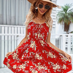 Floral Print Cami Dress Sleeveless Slim Waist Summer Dress