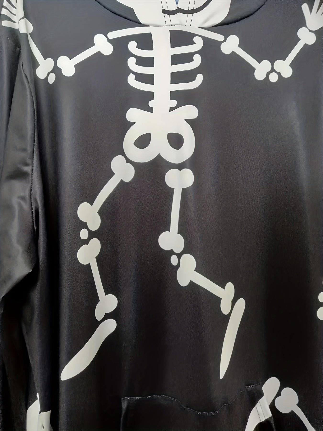 Skull Print Long Sleeve Hoodie With Pocket