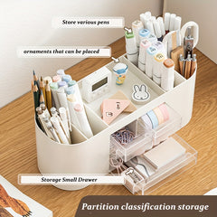 Transparent Desktop Pen Holder with Drawer