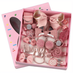 18pcs Girls Sweet Bow Bunny Crown Hair Clips Kids Accessories