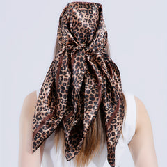Leopard Print Square Scarf Vintage Bandana Satin Turban Head Wrap Scarf