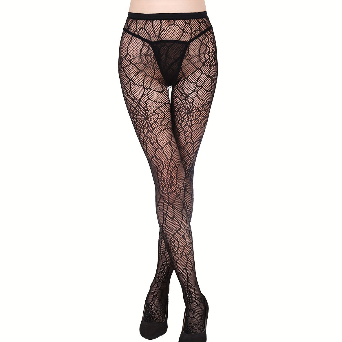 2 Pack Spider Web Pattern Tights - High Waist Fishnet Pantyhose