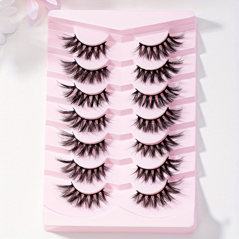 7 Pairs 5D Fishtail False Eyelashes Fluffy Wispy Makeup Extension 15mm