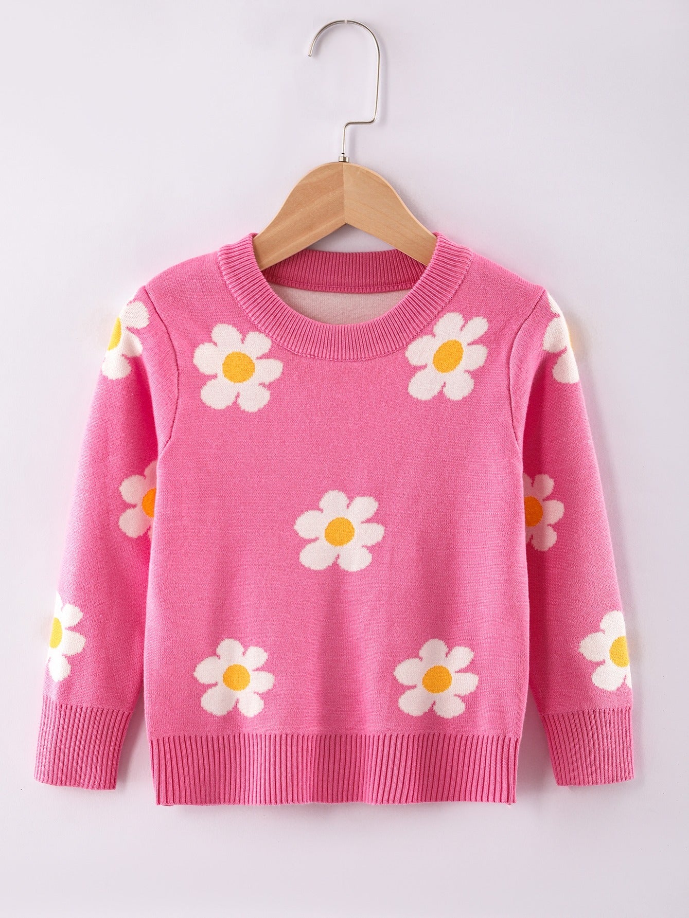 Girls Winter Sweater - Flower Pattern