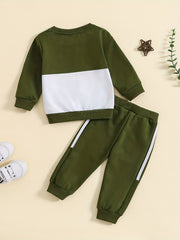 Contrast Sweatsuit Long Sleeve Pullover & Pants Set Baby's Outfit