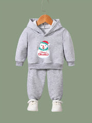 Girls Snowman Santa Hat Pattern Hoodie Set
