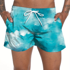 Cloud Sky Pattern Mens Drawstring Swimming Shorts Beach Vacation