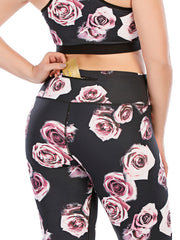 Floral Print High Waist Leggings Plus Size