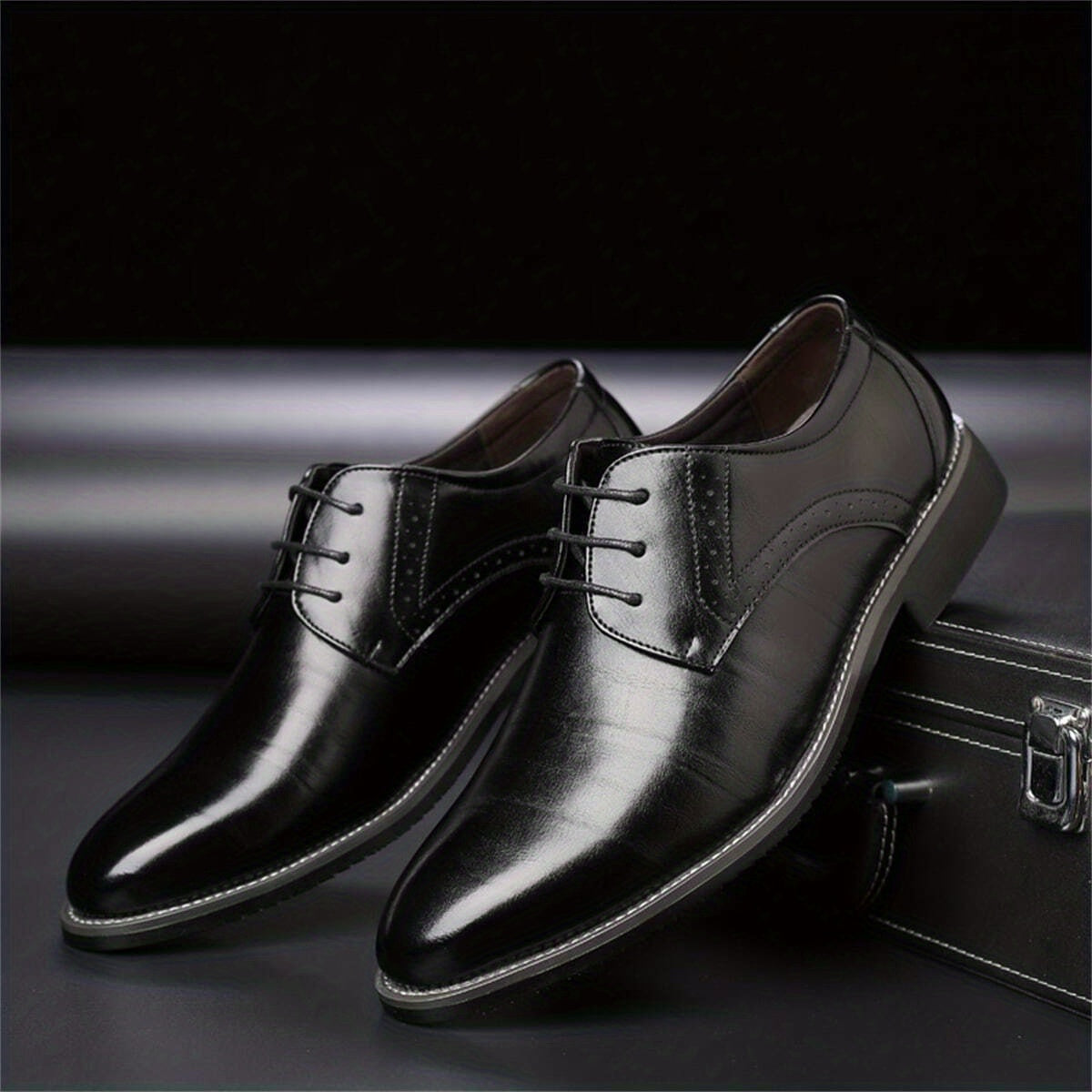 Men's Round Toe Lace Up Dress Shoes Non Slip Formal Shoes