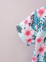 Hawaiian Tropical Leaf & Floral Print Boys Casual Shirt
