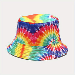 Hip Hop Reversible Bucket Hat Tie Dye Print Fisherman Cap