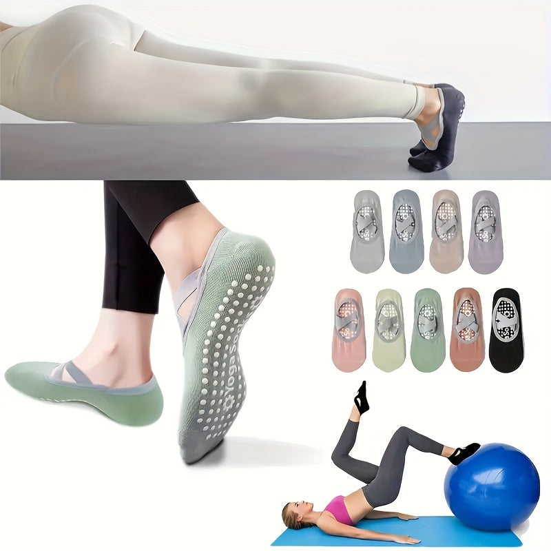 3 Pairs Yoga Socks Cross Strap Non Slip Pilates Barre